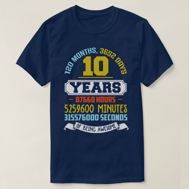 Camiseta 10 Años De Edad Siendo Un Increíble Cumpleaños (Diseño del anverso)