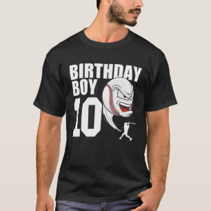 Camiseta 10 Años De Fiesta De Cumpleaños De Béisbol Tema 10