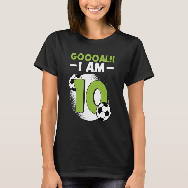 Camiseta 10 años de fiesta de cumpleaños temática del fútbo (Anverso)