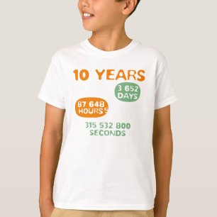 Camiseta 10 años de la matemáticas del amante de la