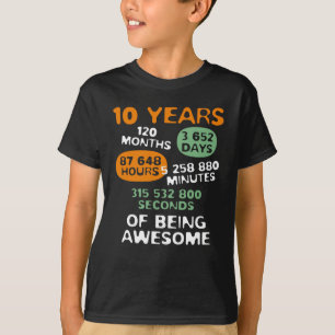 Camiseta 10 años de la matemáticas del amante de la