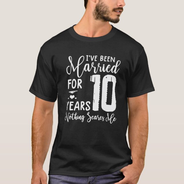 Camiseta 10 Años De Pareja Graciosa Casada 10 Aniversario (Anverso)