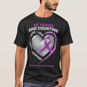 Camiseta 10 años de regalos sin cáncer Linfom de Hodgkin