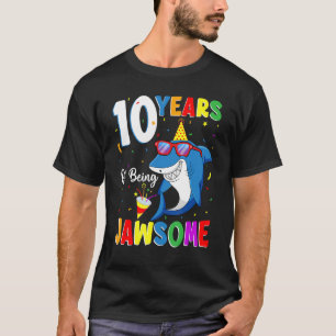 Camiseta 10 años de ser un tiburón guapo 10 cumpleaños 10 a