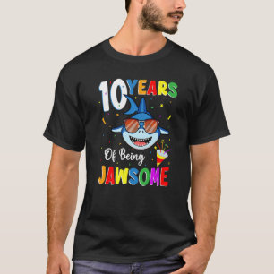 Camiseta 10 años de ser un tiburón guapo 10 cumpleaños 10 a