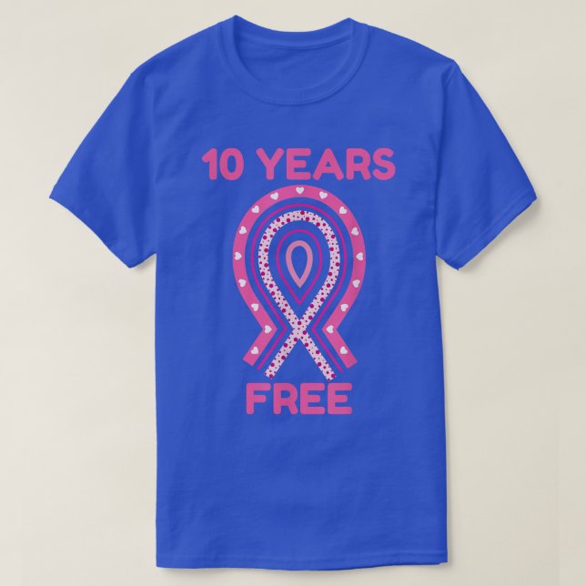 Camiseta 10 años de sobreviviente de cáncer de mama Cinta d (Diseño del anverso)