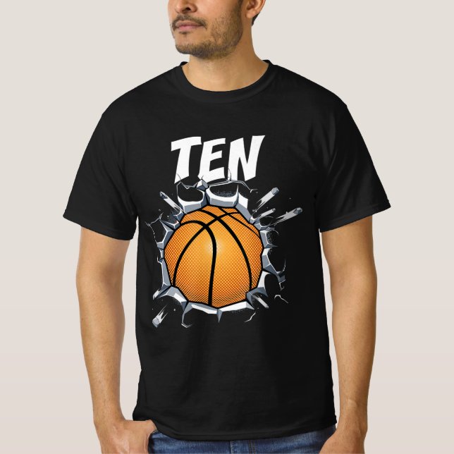 Camiseta 10 años del partido de cumpleaños 10 del baloncest (Anverso)