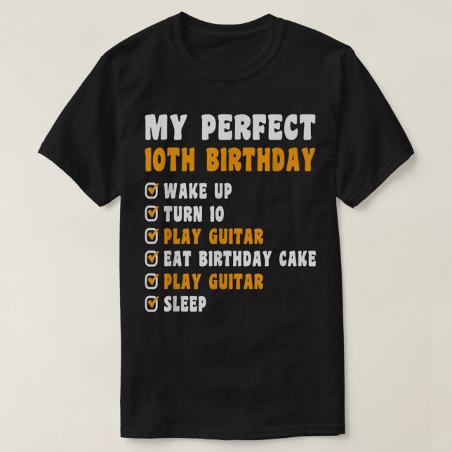 Camiseta 10 años mi perfecta guitarra de cumpleaños número  (Diseño del anverso)