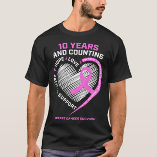 Camiseta 10 Años Sobreviviente De Cáncer De Mama Para Mujer