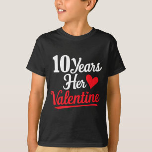 Camiseta 10 Años su San Valentín _ Aniversario Parejas de S