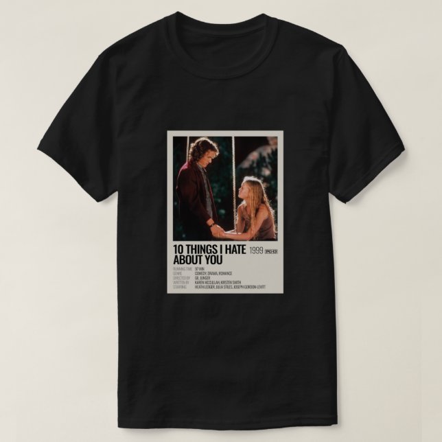 Camiseta 10 cosas que odio por ti poster de cine (Diseño del anverso)
