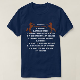 Camiseta 10 cosas que quiero en el caballo más caballos