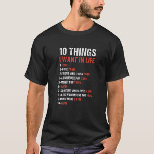 Camiseta 10 Cosas Que Quiero En El Punto De Vida