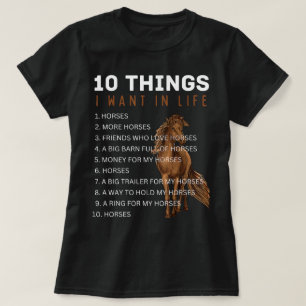 Camiseta 10 cosas que quiero en la vida Caballo Regalos div