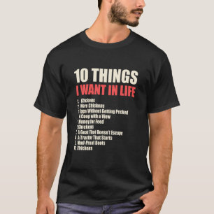 Camiseta 10 cosas que quiero en la vida Edición Pollo