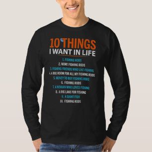 Camiseta 10 cosas que quiero en la vida pescando a la basur