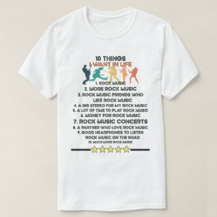 Camiseta 10 cosas que quiero en la vida rock