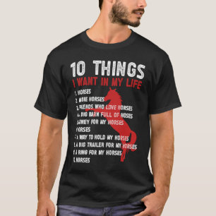 Camiseta 10 cosas que quiero en mi vida Caballos Carreras