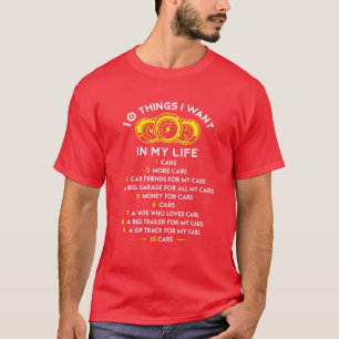 Camiseta 10 Cosas Que Quiero En Mi Vida Coches Más Coches G