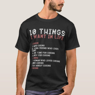 Camiseta 10 Cosas Que Quiero En Mi Vida CÓDIGOS Hombres