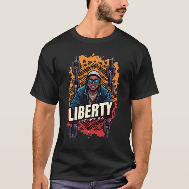 Camiseta 10 de junio "LIBERTAD" por cadenas quebradas en pr (Anverso)