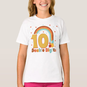 Camiseta 10 dígitos dobles Chica de cumpleaños Groovy Fiest