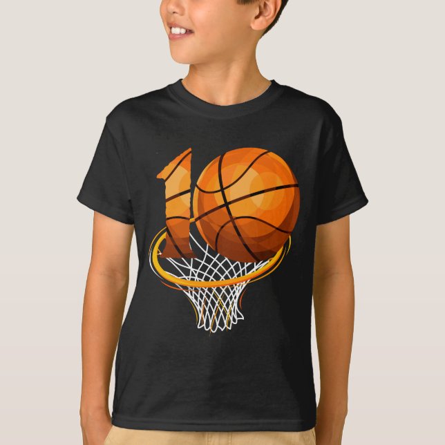 Camiseta 10 Fiesta de cumpleaños del tema del baloncesto (Anverso)