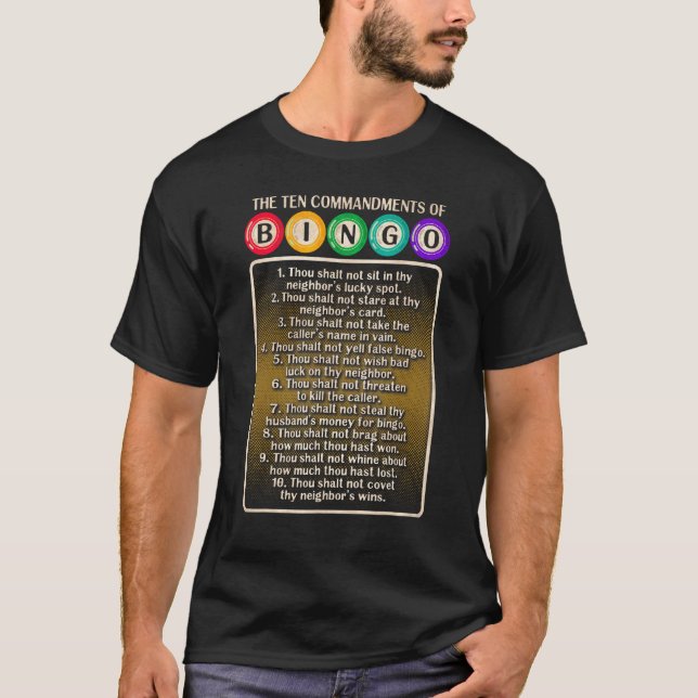 Camiseta 10 Mandamientos De Bingo - Jugador De Bingo (Anverso)