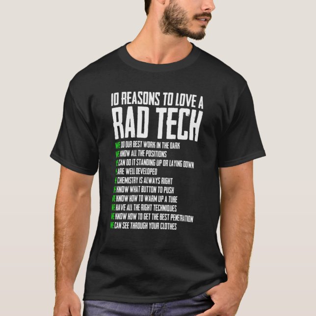 Camiseta 10 Razón Para Amar A Rad Tech Cita X Ray Technicia (Anverso)