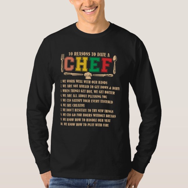 Camiseta 10 Reasons To Date A Chef  Chief Cook Retro Culina (Anverso)