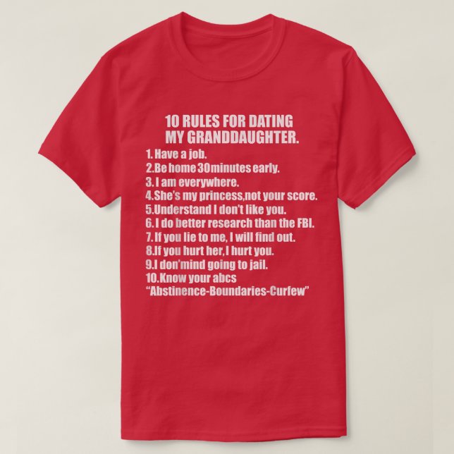 Camiseta 10 Reglas de citas de mi nieta Tee Overprotectiv (Diseño del anverso)