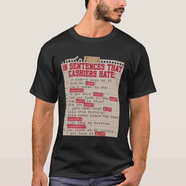 Camiseta 10 Sentencias Que Odian A Un Trabajador Minorista  (Anverso)