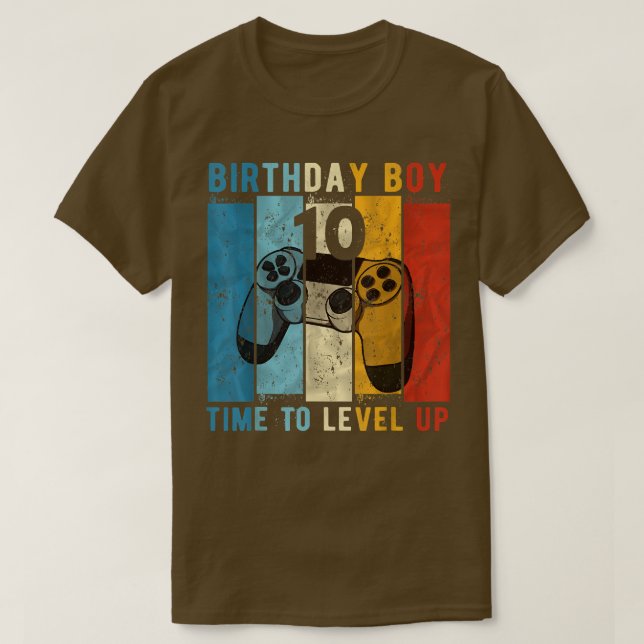 Camiseta 10 Year Old Birthday Boy 10 Time to Level Up 10th  (Diseño del anverso)