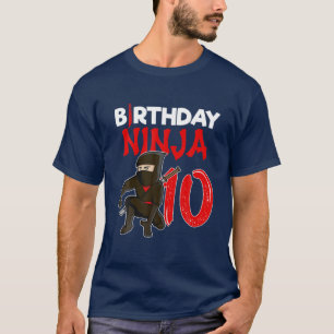 Camiseta 10 Year Old Kids Ninja Theme Birthday Party