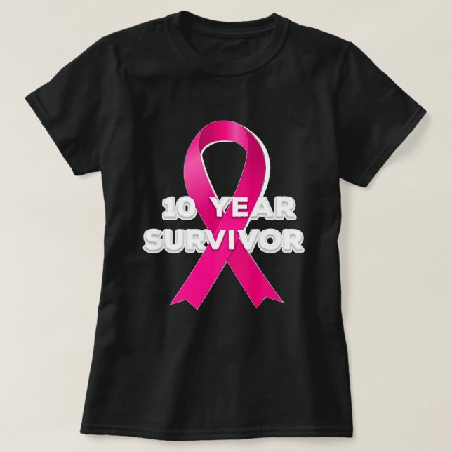Camiseta 10 Years Breast Cancer Free Survivor Premium (Diseño del anverso)
