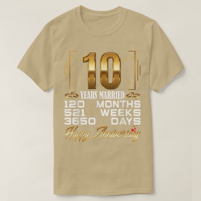 Camiseta 10 Years Married  Funny 10th Wedding Anniversary  (Diseño del anverso)