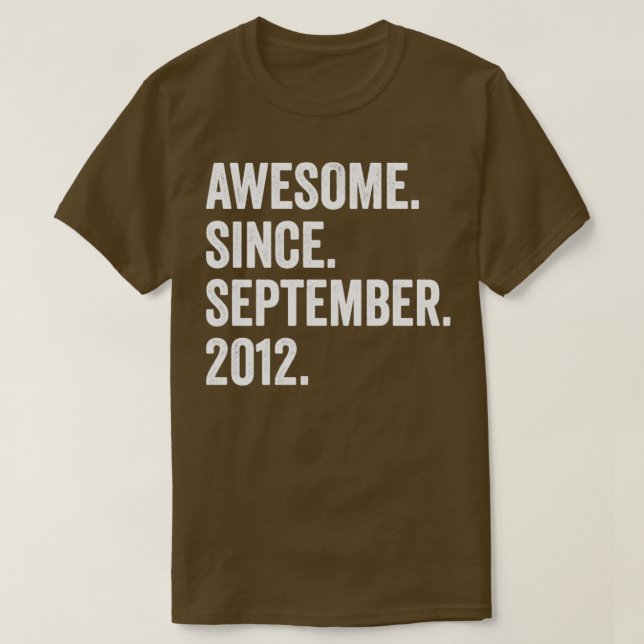 Camiseta 10 Years Old Awesome Since September 2012 10th Bir (Diseño del anverso)