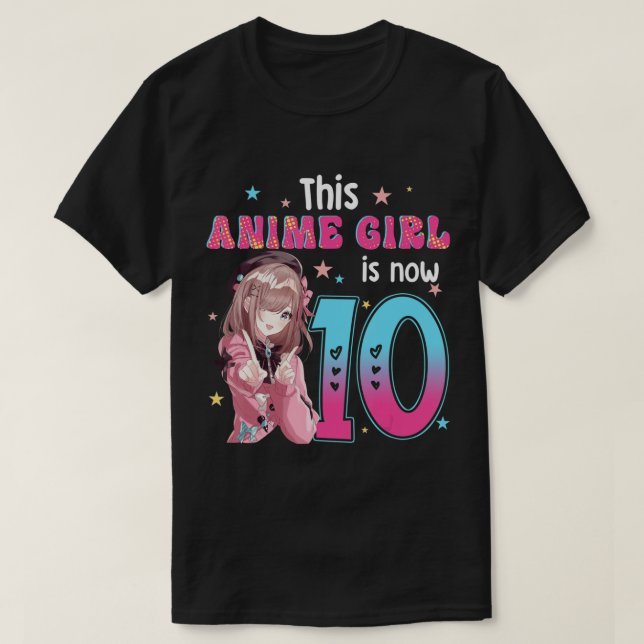 Camiseta 10 Years Old Girl Kawaii Gifts Anime Girl 10th Bir (Diseño del anverso)