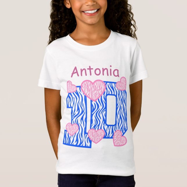 Camiseta 10mo Nombre de encargo 2 de la cebra del (Anverso)