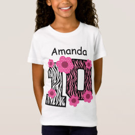 Camiseta 10mo Nombre de encargo B01 de la cebra rosada del