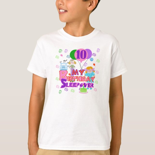 Camiseta 10mo Sleepover del cumpleaños (Anverso)