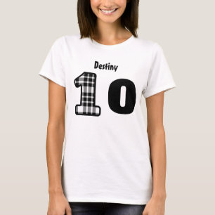 Camiseta 10mo Tela escocesa del chica del cumpleaños o 10