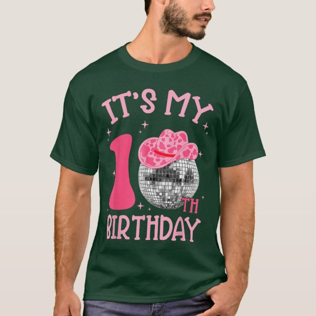 Camiseta 10th Birthday Coquette Bow Disco Ball 10 Year Old  (Anverso)