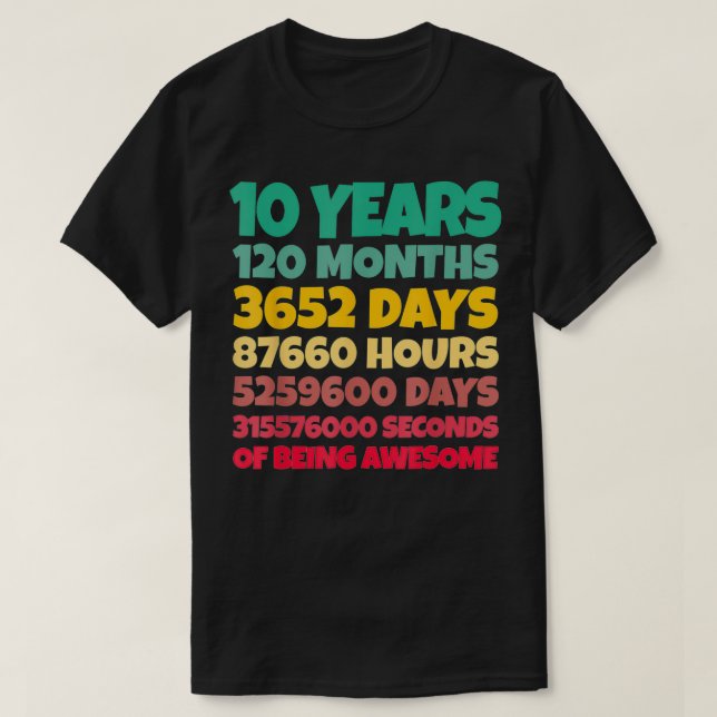 Camiseta 10th Birthday Gift Boy 10 Years Being Awesome (Diseño del anverso)