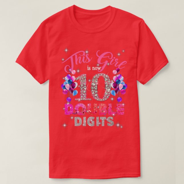 Camiseta 10th Birthday Gifts Shirt This Girl Is Now 10 Doub (Diseño del anverso)