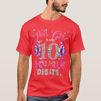 Camiseta 10th Birthday Gifts Shirt This Girl Is Now 10 Doub