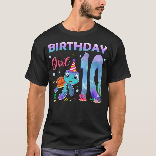 Camiseta 10th Birthday Girls Sea Turtle 10 Year Old Ocean A (Anverso)