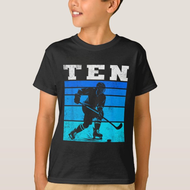 Camiseta 10th Birthday Ice Hockey Boys Ten Hockey Birthday  (Anverso)
