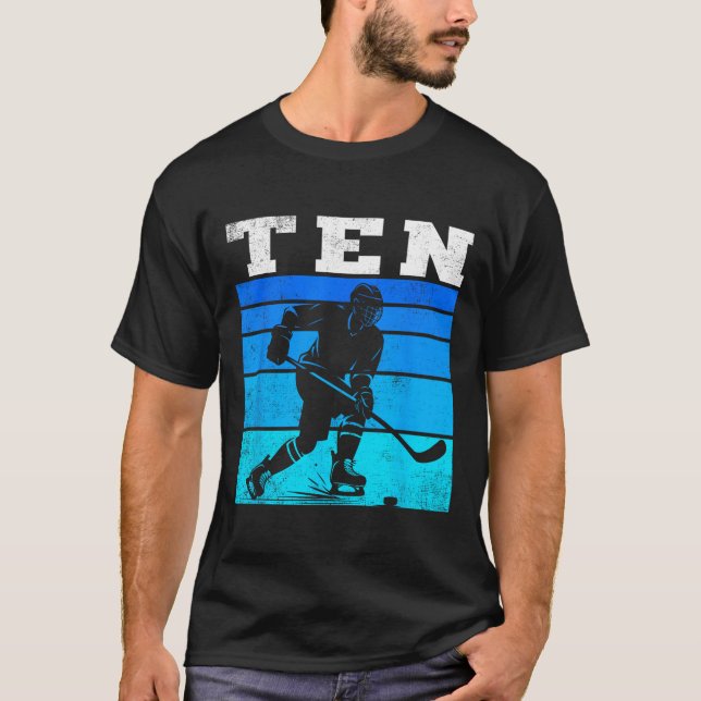 Camiseta 10th Birthday Ice Hockey Boys Ten Hockey Birthday  (Anverso)