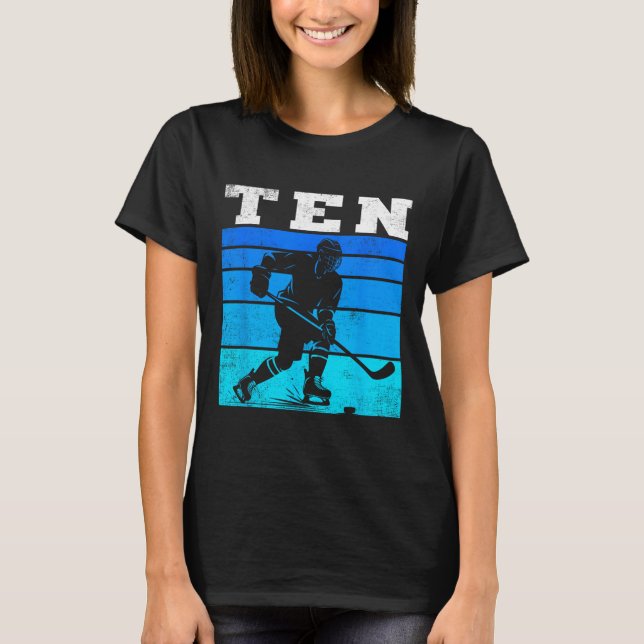 Camiseta 10th Birthday Ice Hockey Boys Ten Hockey Birthday  (Anverso)